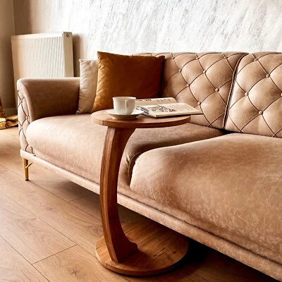 Wheeled C Wood Side Table: A Stylish, Space-Saving, and Versatile Furniture - Image 1 of 4