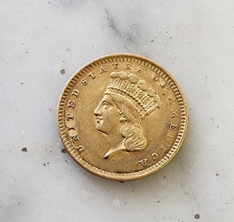 1856 Slanted 5 $1 Gold Indian Princess Head Coin Philadelphia Cover