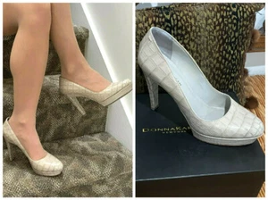 DONNA KARAN NUEVA YORK ITALIA MASILLA BEIGE COCODRILO PLATAFORMA ZAPATOS TACONES 39 8,5 $650 - Imagen 1 de 12