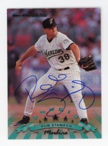 SIGNED BASEBALL CARD AUTO FLORIDA MARLINS ROB STANIFER DONRUSS 1998 #285
