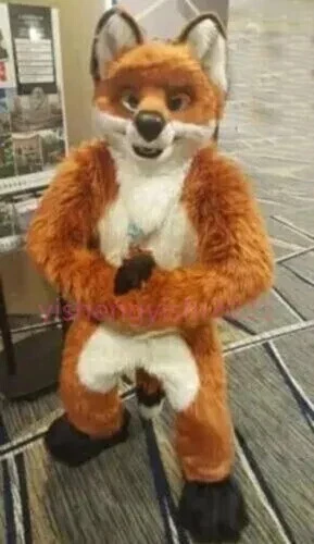 Brown White Long Fur Furry Black Husky Dog Wolf Fox Fursuit Mascot Costume - Image 1 of 3