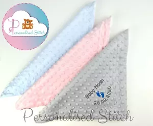 Personalised Embroidered Baby Comforter Blanket Snuggle Blanket Christening - Picture 1 of 7