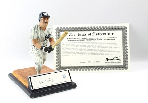 Signed Romito DON MATTINGLY NY Yankees Sculpture MLB Cooperstown Figure Box COA Cover