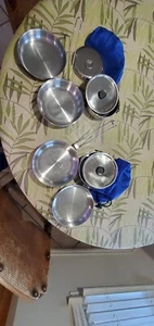 TWO Camping Mess Kit Cookware Set Pan, Dish, and Pot with Lid - Picture 1 of 5