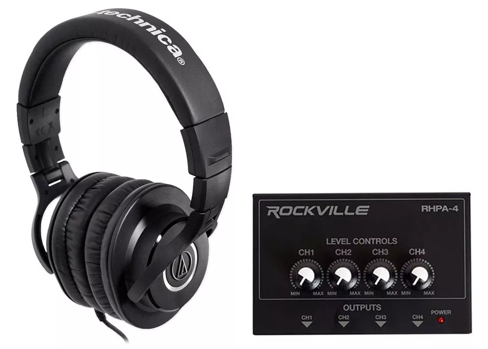 Audio Technica ATH-M40x Studio Monitor Headphones+4-Way Distribution Amplifier - Image 1 of 4