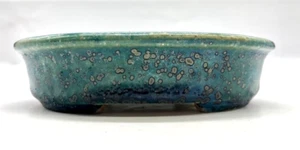 Tokoname Bonsai Pot KOYO Oval Green Glazed 4.7in (12cm) No2 From Japan - Picture 1 of 14