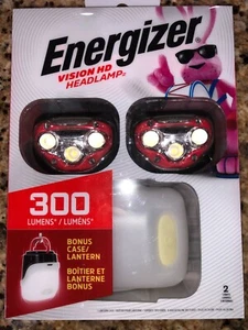 ENERGIZER VISION HD HEADLAMP LP09071 300 LUMENS RED IPX4 2 Pk With Bonus Lantern - Picture 1 of 12