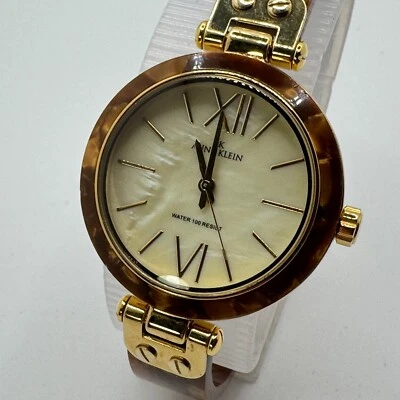 Anne Klein 石英手表 10/9652 女式金色棕色大理石外观全新 Batt 6.75 — 第 1/4 张图片