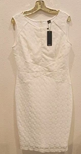 VFSHOW Womens White Diamond Print Front Zipper Office Bodycon Dress Size XL - Picture 1 of 9