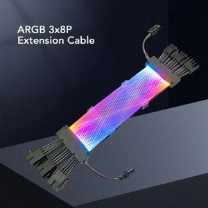 Argb Extension Cable Dual Head 18Awg 3 X 8P Colorful Lighting Synchronized IDM - Afbeelding 1 van 12
