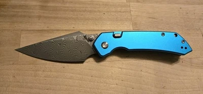 Tenable Fenrir Top Liner Lock Pocket Knife Aluminum Anodized Blue/Demascus Blade - Image 1 of 4