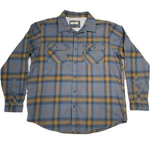 Magellan Outdoors Uomo XL Vestibilità Classica Marrone/Blu Plaid Manica Lunga 2 Tasche - Foto 1 di 7