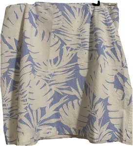 Talbots 20 W White Blue Cotton Skirt Fern Print Preppy Coastal Chic Resort Wear - Picture 1 of 9