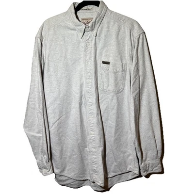 Woolrich Sportsman Chamois Shirt Men’s L Tall Button Down Flannel Beige Soft EUC - Image 1 of 4