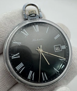 Vintage Raketa Taschenuhr UdSSR Sowjetisch Mechanisch 2614.H Uhrwerk - Roman Dial - Bild 1 von 10