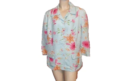 Emma James Womens Linen Blend Blazer Plus Size 18W Jacket Pockets Cottagecore - Image 1 of 4