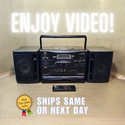 JVC Boombox Stereo CD Player Dual Tape Recorder Retro 1994 PC-X130 - Image 1 of 4