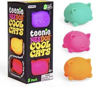 Schylling Needoh Teenie Cool Cat - Sensory Squeeze Toy - Contains 3 Mini Groovy - Picture 1 of 12
