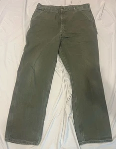 Pantalones de carpintero Carhartt para hombre sin agujeros 36 x 32 verde - Imagen 1 de 8