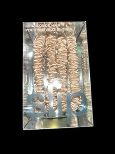 SLIP - Blonde Silk Scrunchies (Set of 4) - Elegant Soft Skinny Hair Ties NEW - Picture 1 of 2