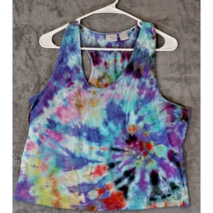 Etienne Racerback Tank XL Rainbow Burst Tie‑Dye Artisan Hand Dyed Cotton Blend - Picture 1 of 7