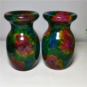Rare Chinese Taiwan Natural Seven Colours Jade Stone Flower Vase Bottle Statue - Picture 1 of 18
