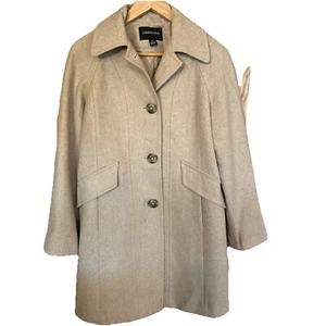 London Fog Oatmeal Wool Trench Coat Pea Coat Women Size XS Excellent Condition  - Picture 1 of 13