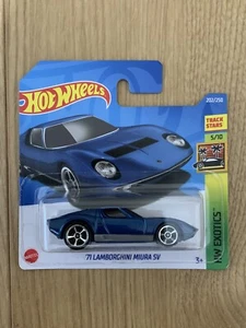 HOT WHEELS '71 LAMBORGHINI MIURA SV BLUE 202/250 HW EXOTICS 2022 5/10 HCX02 - Picture 1 of 2