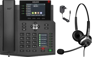 GEQUDIO IP Telefon GX5+ mit Netzteil & 2-Ohr Headset - für Fritzbox, Telekom - Bild 1 von 8