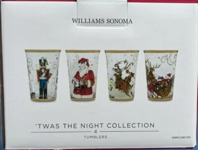 Juego de 4 Vasos Williams Sonoma Twas La Noche Antes De Navidad Nuevos en Caja Foto 1 de 4