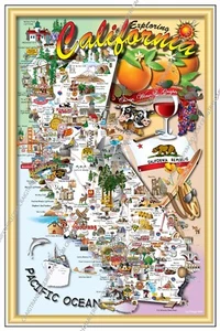 California,Tourist,Attractions,sights,Highlights,Map,Guide,amusements,roadside - Picture 1 of 5