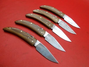 Custom Handmade Pattern Damascus Pocket 5Pcs knife Rose Wood Handle S44 - Picture 1 of 10