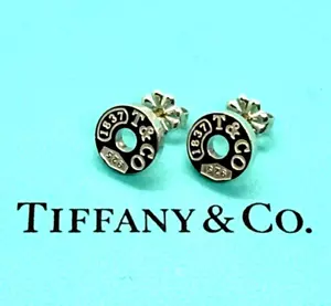 Tiffany & Co. 1837 Circle Round Stud Earrings Silver 925 Auth - Picture 1 of 4