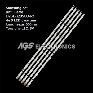 KIT 5 BARRE STRIP LED TV SAMSUNG D2GE-320SC0-R3 2013SVS32F BN96-25300A UE32F4000 - Foto 1 di 4