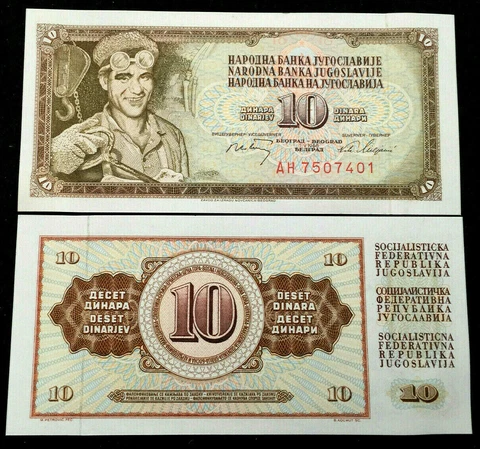 Yugoslavia 10 Dinara 1968 Banknote World Paper Money UNC Currency Bill Cover