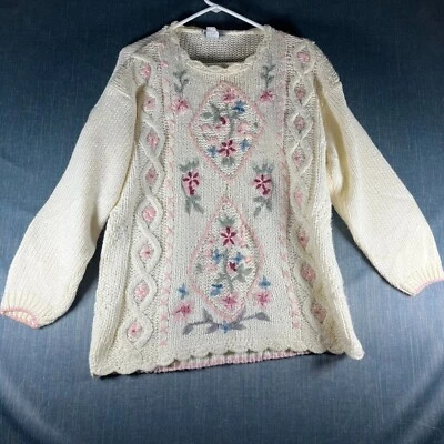 Suéter de mujer By Design talla M multicolor floral grueso tejido cuello redondo pulóver Foto 1 de 4