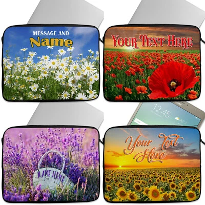 Personalised Laptop Case Flower Tablet Cover Poppy Sleeve Universal Bag Gift - Image 1 of 4