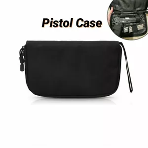 Black Tactical Padded Pistol Handgun Storage Carry Hunting Case Pouch Gun Bag - Picture 1 of 7