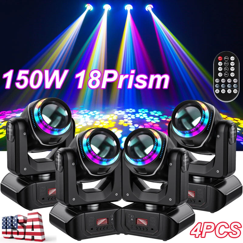 150W LED Moving Head Light 18Prism RGBW Gobo Beam Stage Spot Light DJ Disco DMX - Image 1 of 4
