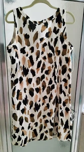 MARKS & SPENCER CASUAL EASY CARE LINEN DAY/BEACH DRESS-SIZE 12-BLACK/BROWNS-*NEW - Picture 1 of 24