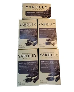 Lote de 5 Barras de Jabón de Baño Hidratante Carbón Activado Yardley London 4.25oz Ea - Imagen 1 de 5