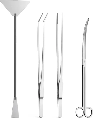 4Pcs Aquascaping Tools, Aquascape Kit, Long and Strong Aquarium Tweezers, Sciss
