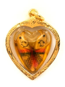 Thai Buddha Amulet Sarika Lin Thong Bird Oil Pendant Talisman Jewelry 22K Gold - Picture 1 of 3