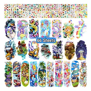 66 Sheets Kids Full & Half Arm Temporary Tattoos Sleeves, Fake Tattoo Stickers w - Picture 1 of 12