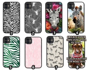 Zebra Print Rubber Phone Case Pattern Stripes Lines Skin Zebras Face Africa - Picture 1 of 2