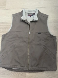 Wolverine Canvas Sherpa Lined Vest Jacket Mens XL Full Zip Pockets Brown Work - Picture 1 of 8