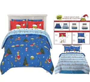 Dr. SEUSS THE GRINCH Grinchmas 7-pc QUEEN Comforter & Sheets + 4 Piece Sheet Set - Picture 1 of 12