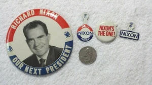 LOT 4 (vier) Richard Nixon Unser nächster Präsident 1968 Vintage Knöpfe Reiter - Bild 1 von 2