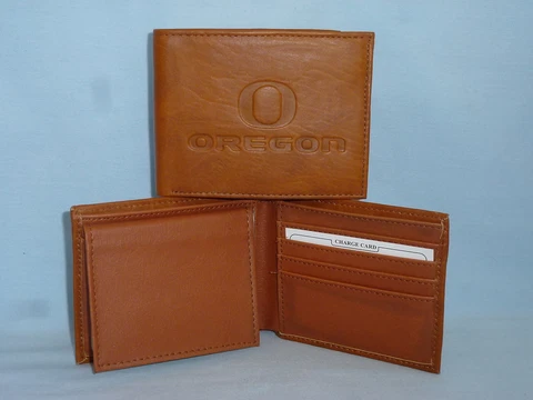 OREGON DUCKS   Leather BiFold Wallet    NEW    brown 4 Cover