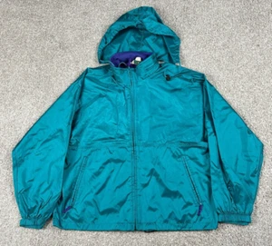 Vintage LL Bean Jacke Damen XL grün Full Zip Windbreaker packbar Kapuze 90er - Bild 1 von 8